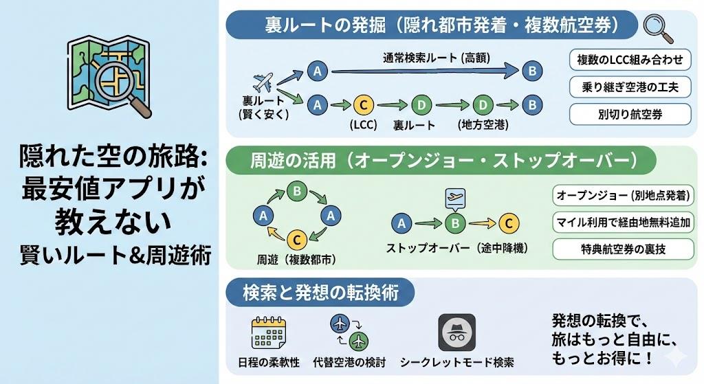 最安値の飛行機アプリでは見つからない裏ルートと周遊の活用術